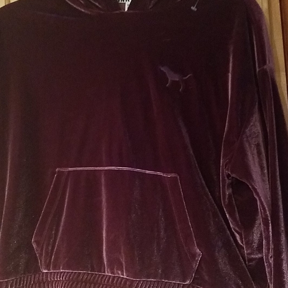 PINK Victoria Secret Velour Velvet Crop Hoodie - Picture 2 of 4